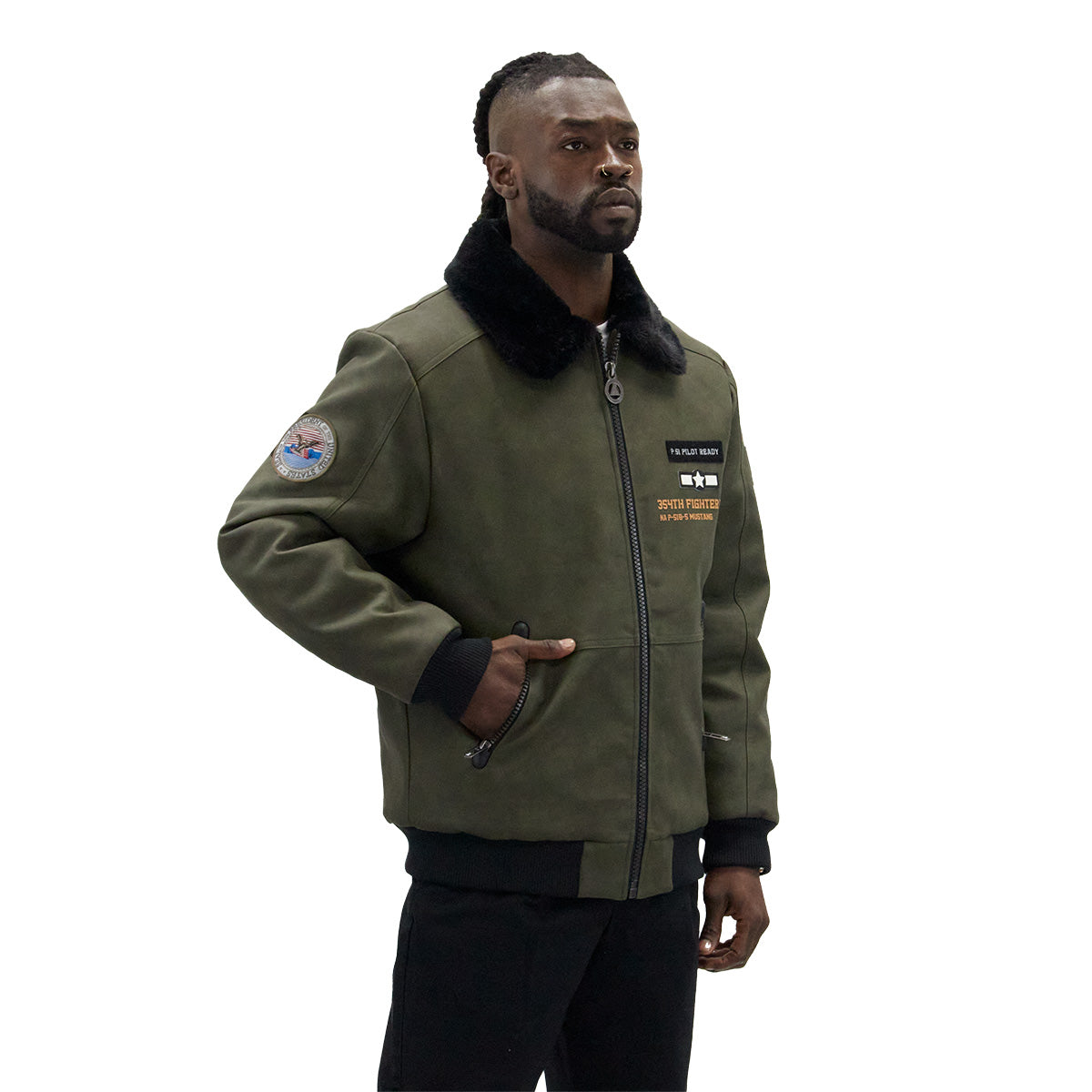 Army "Aviator" Nubuck Faux Leather Bomber