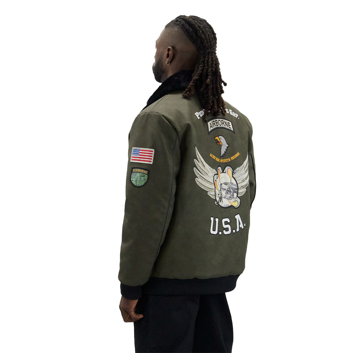 Army "Aviator" Nubuck Faux Leather Bomber