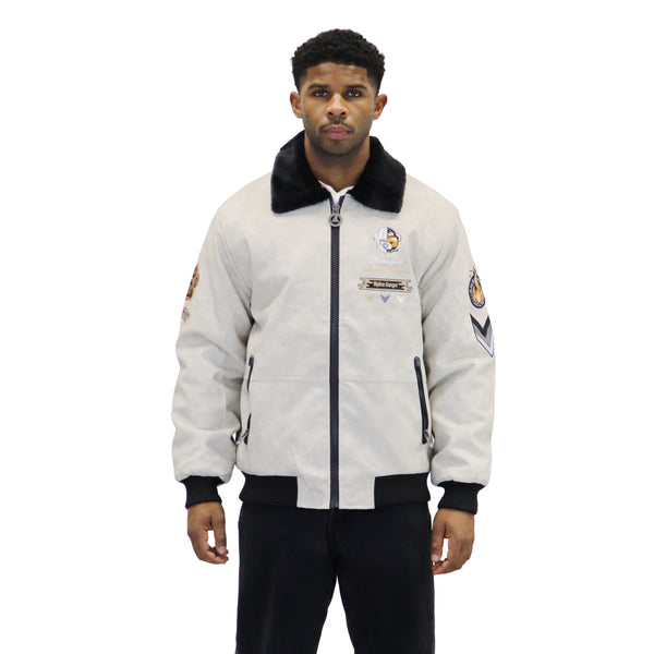 Stone "Heritage Bear" Nubuck Faux Leather Jacket