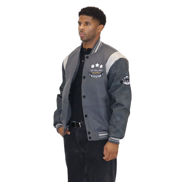 Grey "G.O.A.T Respect" Melton Wool-Blend Jacket