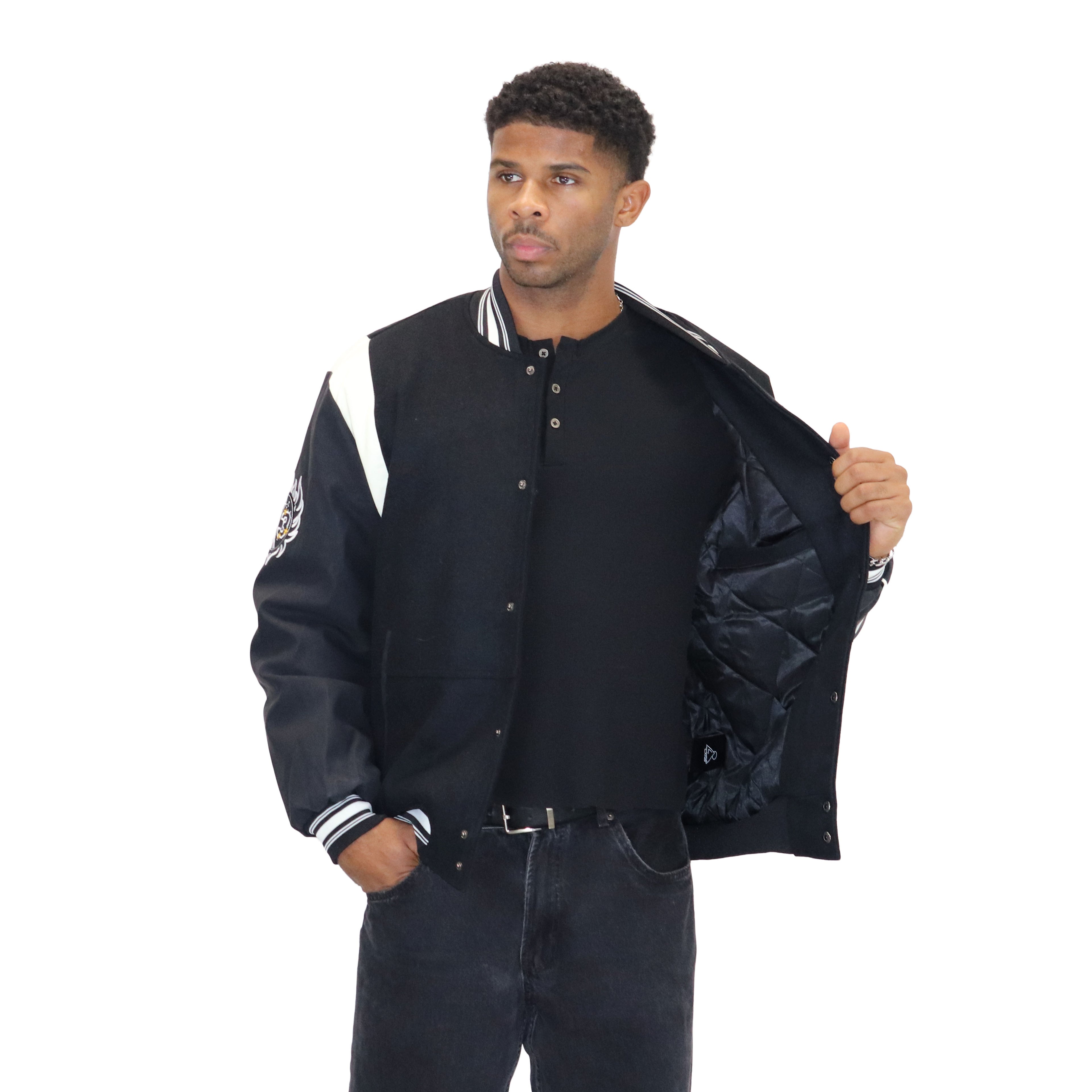 Black "Heritage Bear" Melton Wool-Blend Jacket