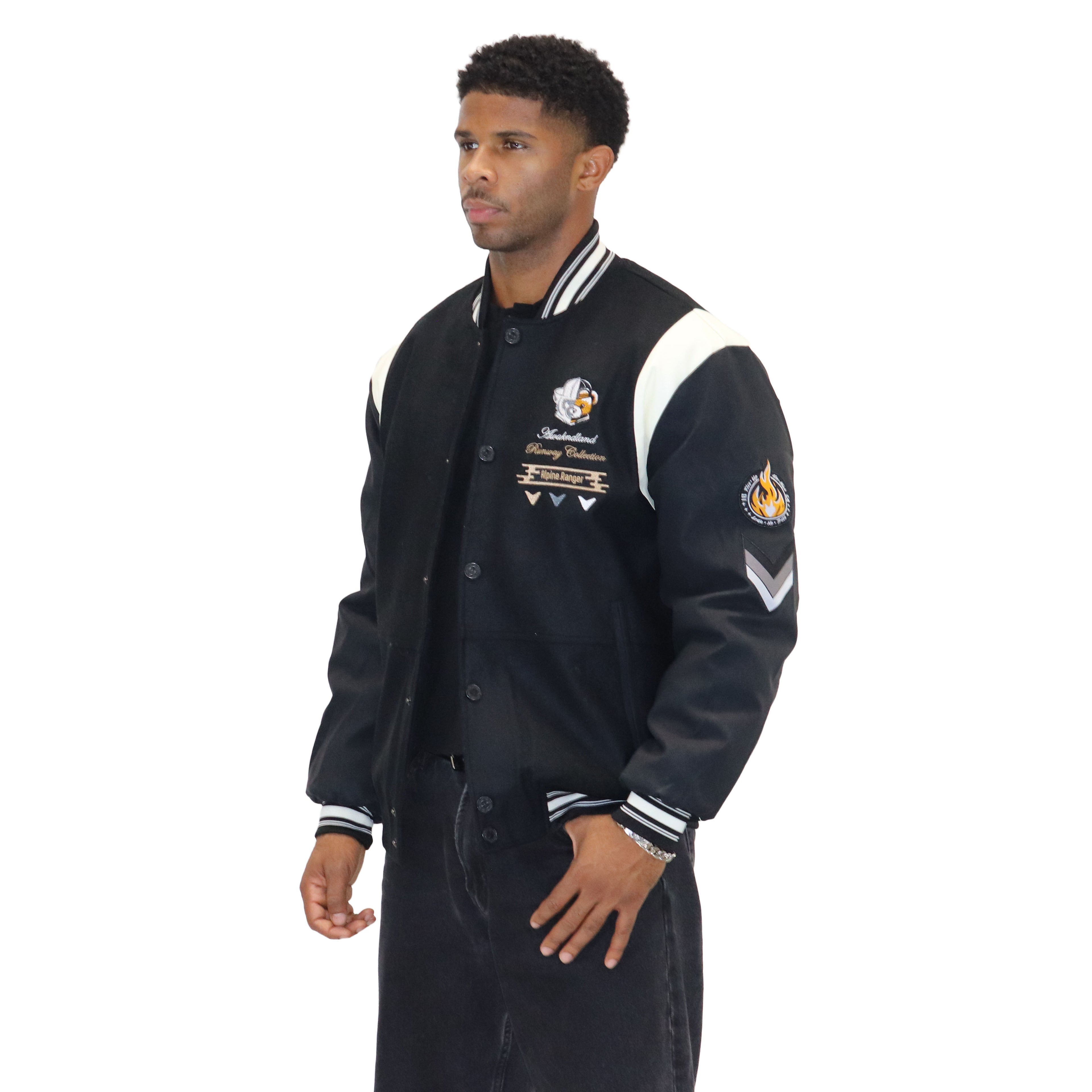 Black "Heritage Bear" Melton Wool-Blend Jacket