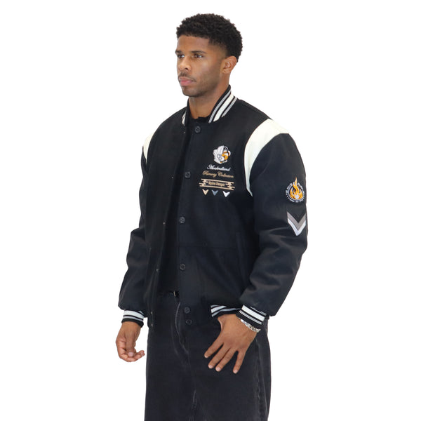 Black "Heritage Bear" Melton Wool-Blend Jacket