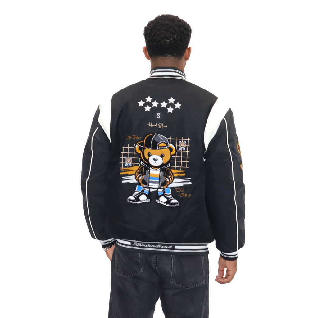 Black "Heritage Bear" Melton Wool-Blend Jacket