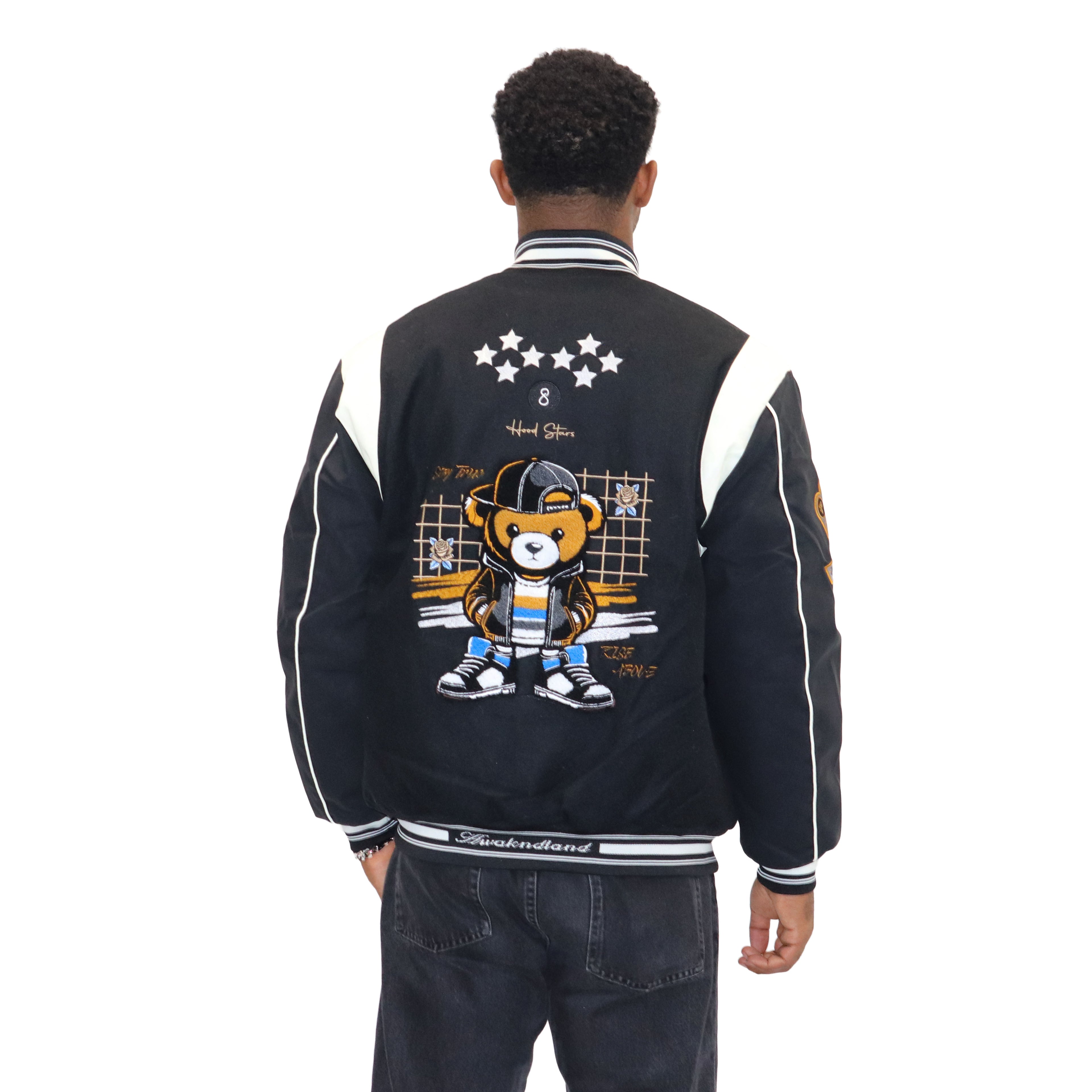 Black "Heritage Bear" Melton Wool-Blend Jacket