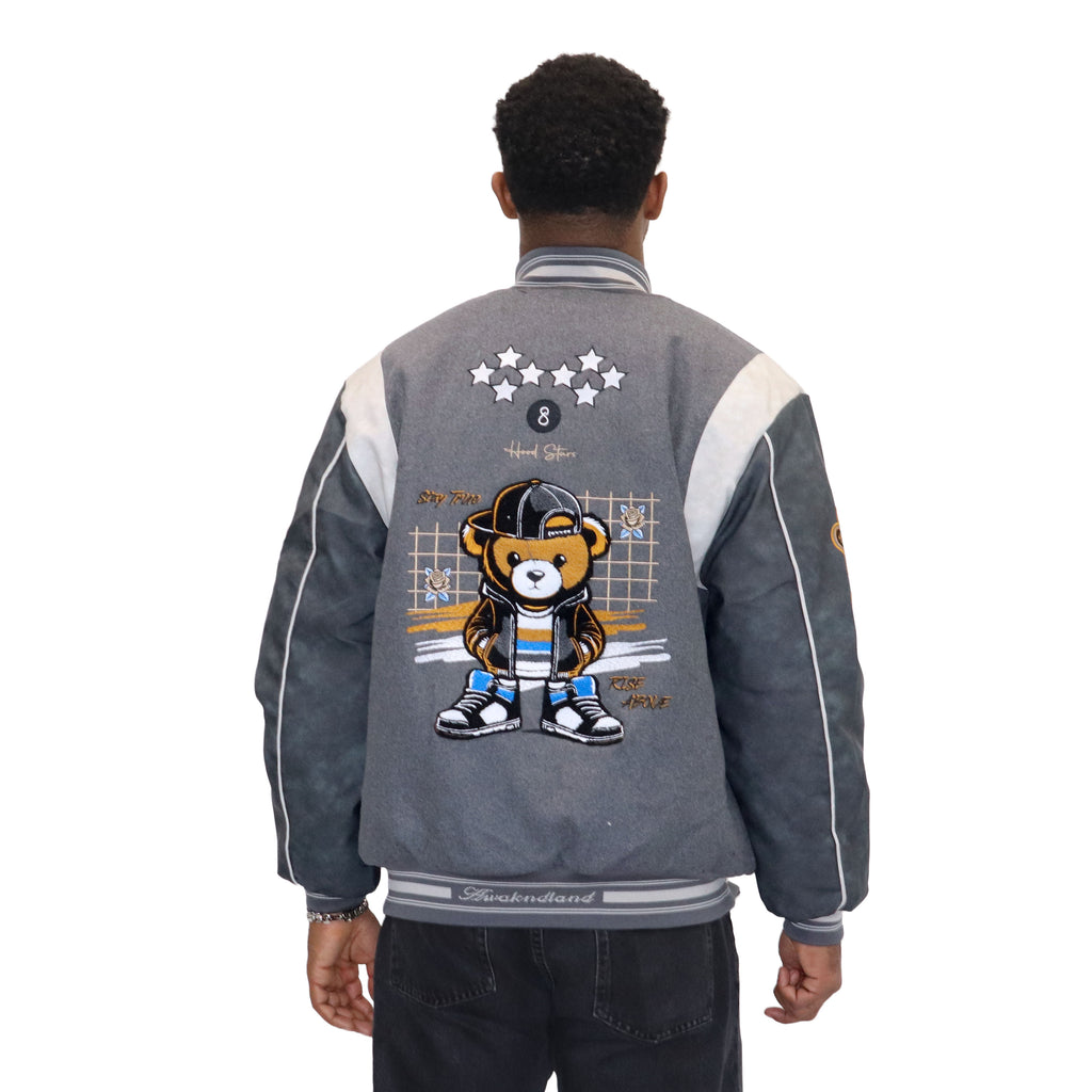 Grey "Heritage Bear" Melton Wool-Blend Jacket