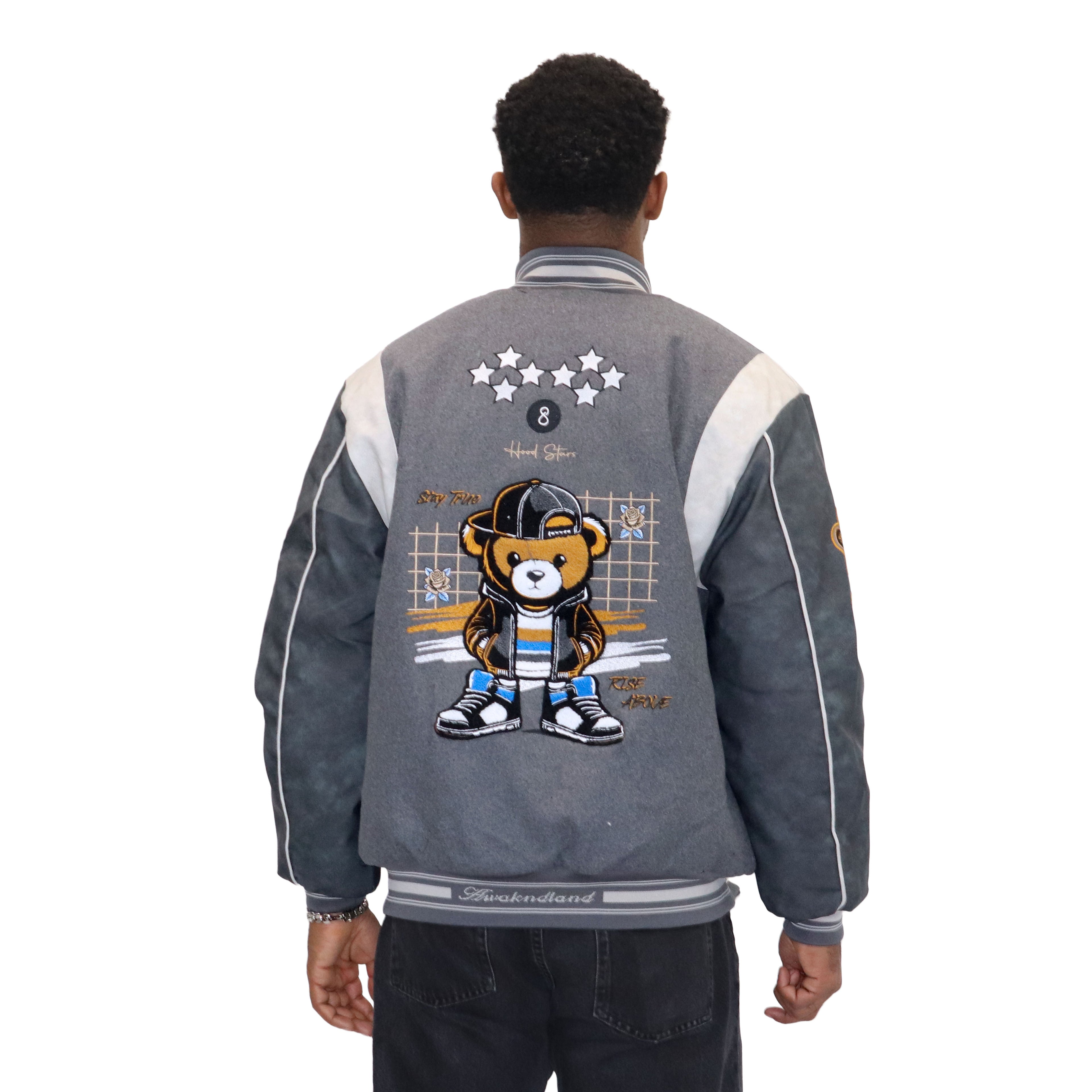 Grey "Heritage Bear" Melton Wool-Blend Jacket