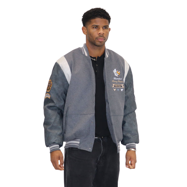 Grey "Heritage Bear" Melton Wool-Blend Jacket