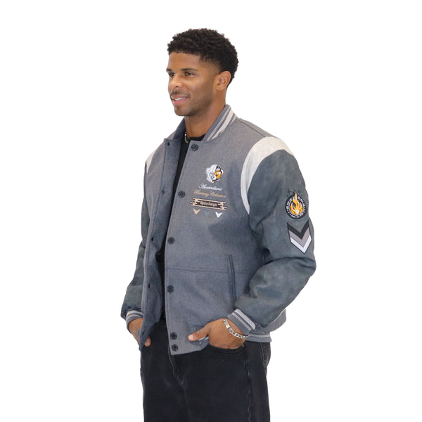 Grey "Heritage Bear" Melton Wool-Blend Jacket