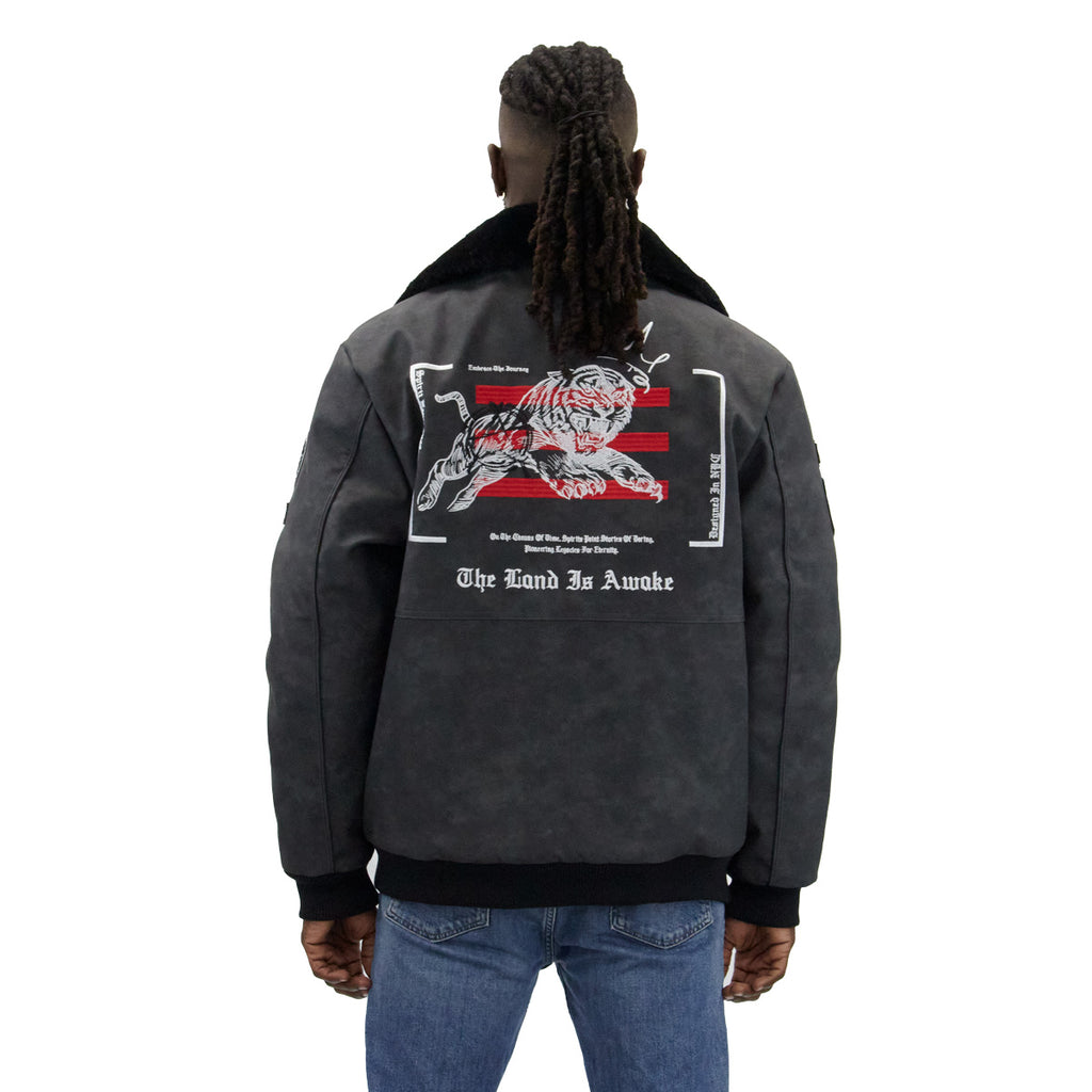 Black Lucky Voyager Nubuck Faux Leather Jacket