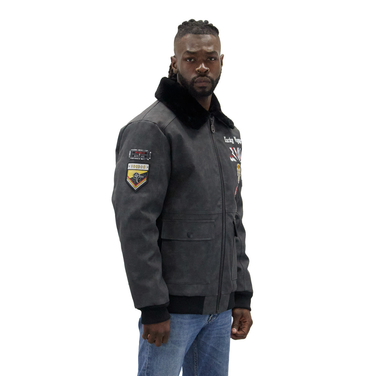 Black Lucky Voyager Nubuck Faux Leather Jacket