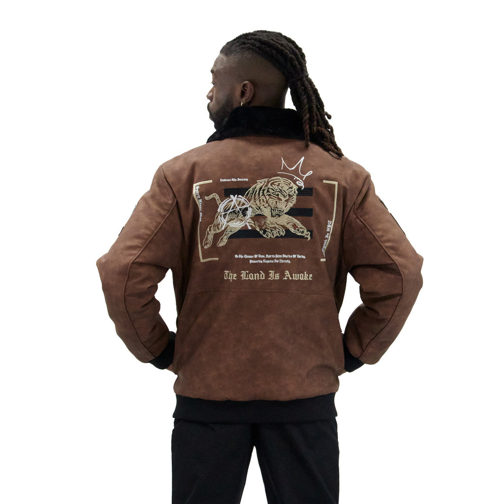 Brown Lucky Voyager Nubuck Faux Leather Jacket