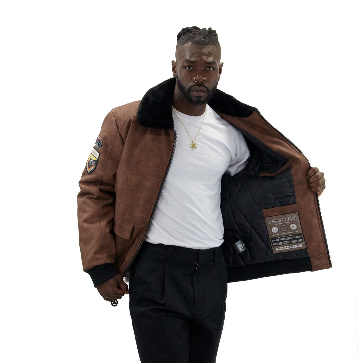 Brown Lucky Voyager Nubuck Faux Leather Jacket
