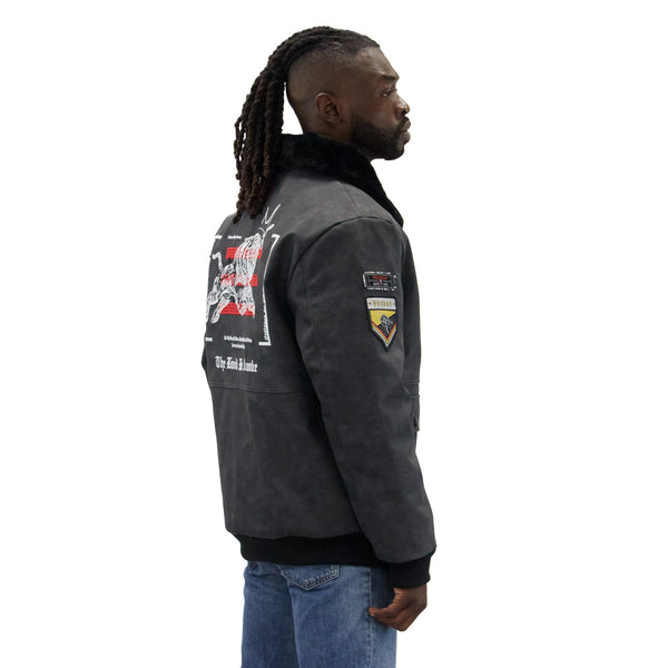 Black Lucky Voyager Nubuck Faux Leather Jacket