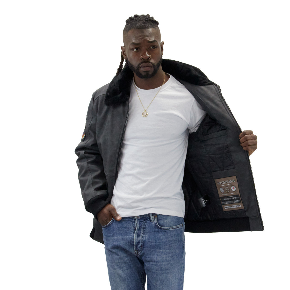 Black Lucky Voyager Nubuck Faux Leather Jacket