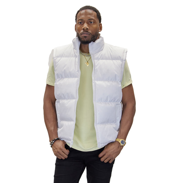 M2003 white vest, front view on model