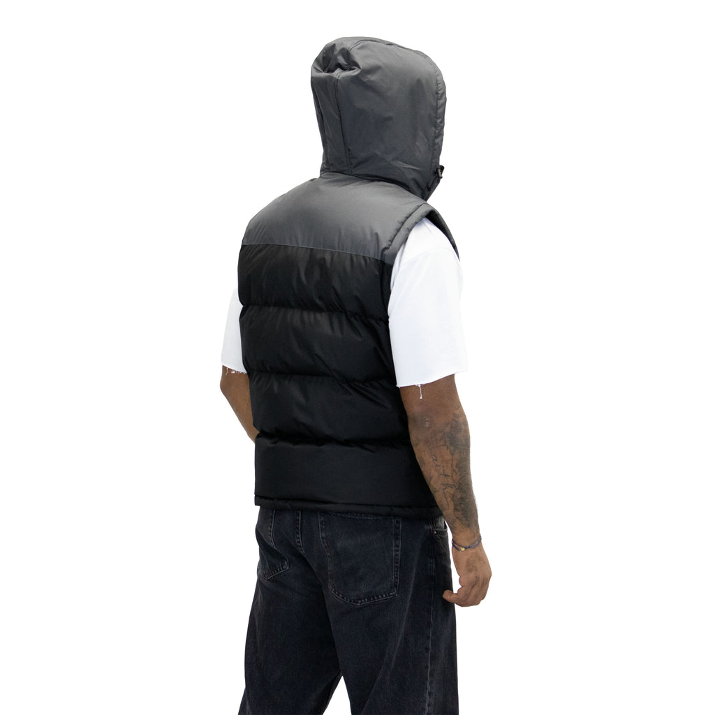 M3301 Black hooded vest, back view