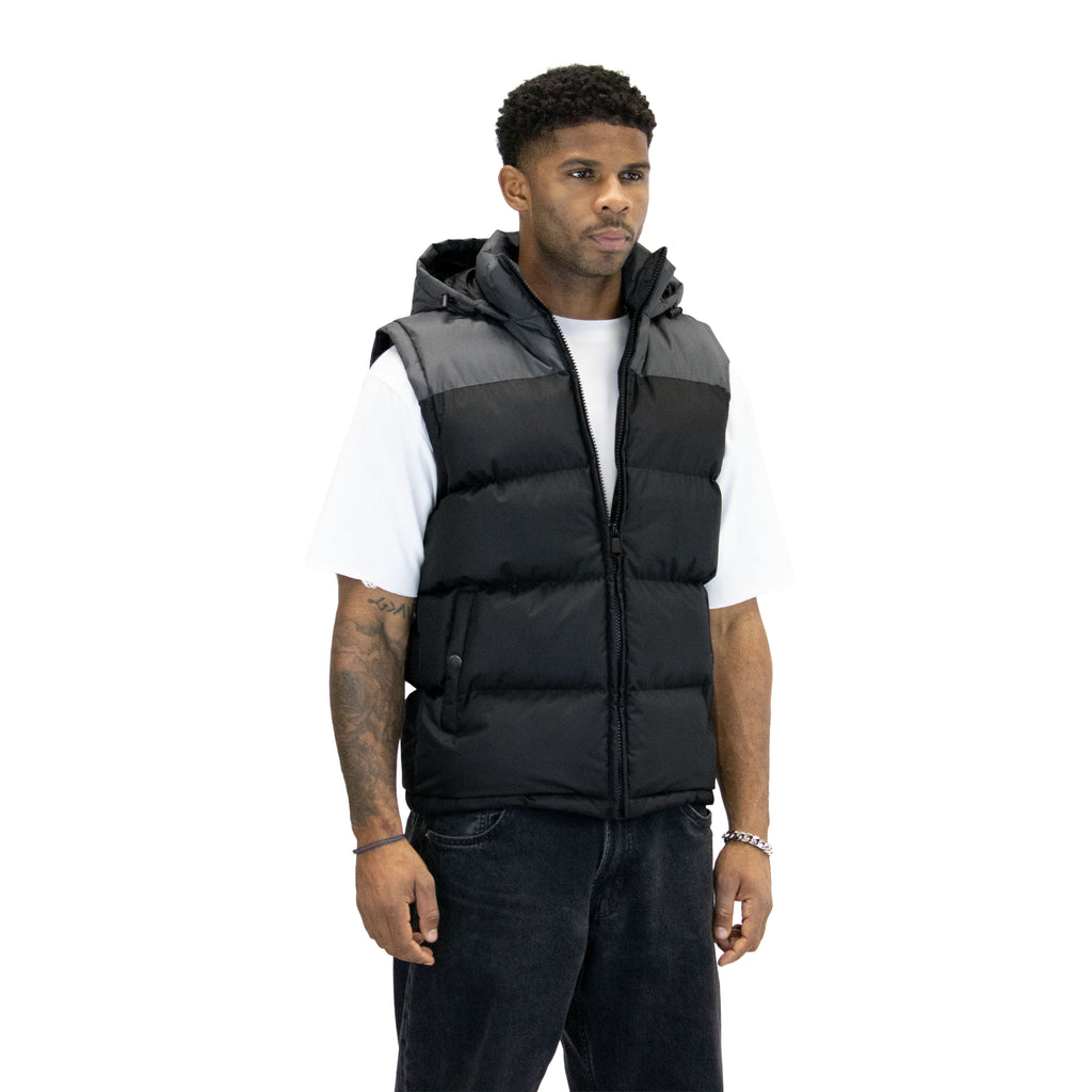 M3301 Black hooded vest, front view