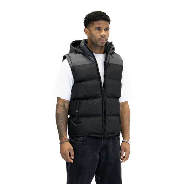 M3301 Black hooded vest, front view
