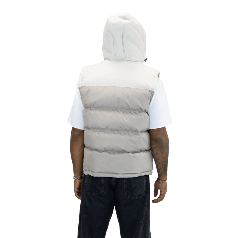 M3301 Stone hooded vest, back view