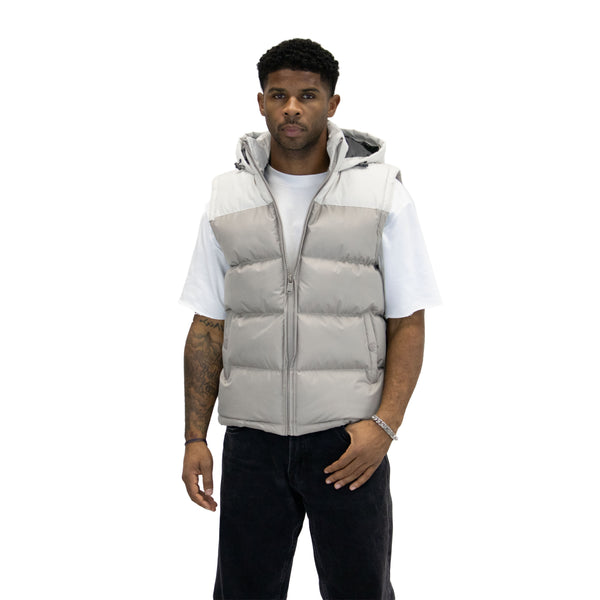M3301 Stone hooded vest, front view