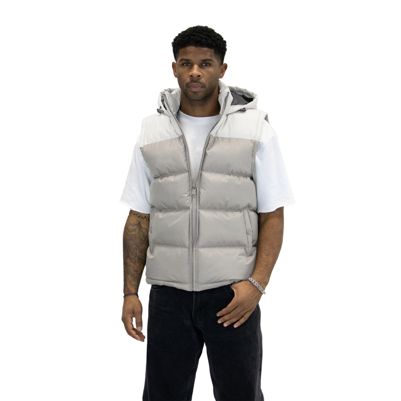 M3301 Stone hooded vest, front view