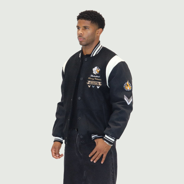 Black "Heritage Bear" Melton Wool-Blend Jacket