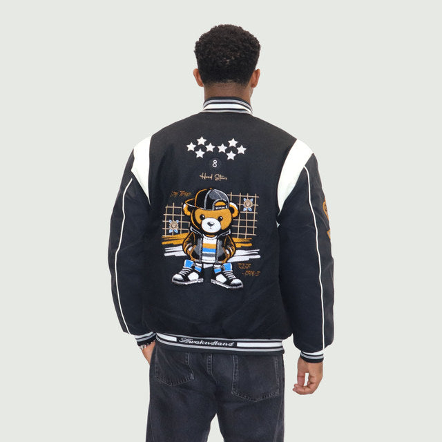 Black "Heritage Bear" Melton Wool-Blend Jacket
