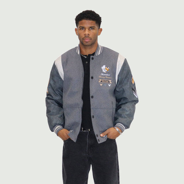 Grey "Heritage Bear" Melton Wool-Blend Jacket