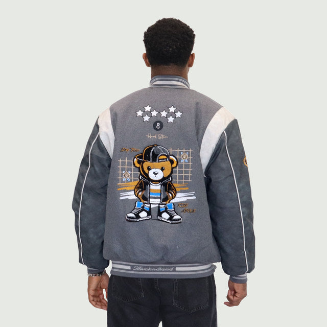 Grey "Heritage Bear" Melton Wool-Blend Jacket
