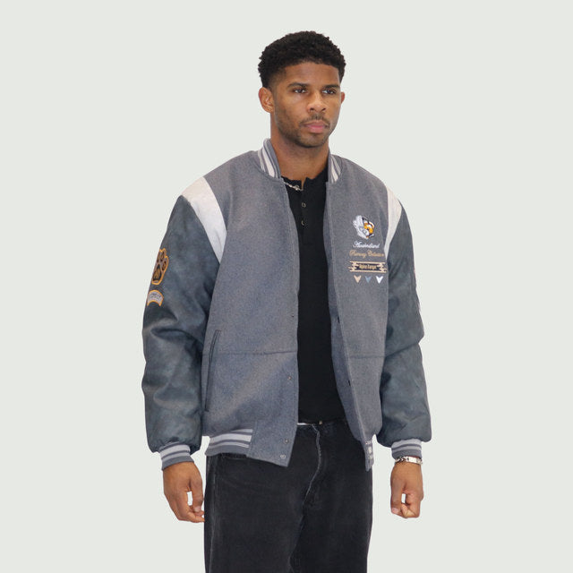 Grey "Heritage Bear" Melton Wool-Blend Jacket