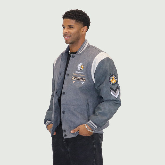 Grey "Heritage Bear" Melton Wool-Blend Jacket