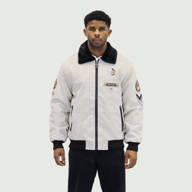 Stone "Heritage Bear" Nubuck Faux Leather Jacket